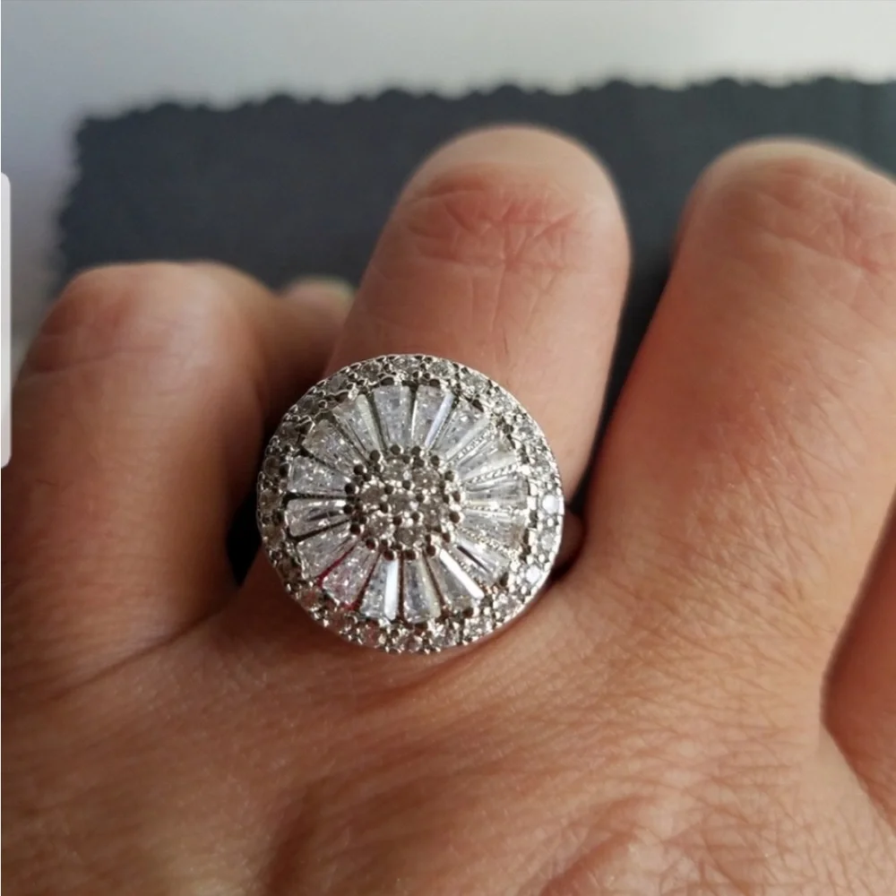 Swarovski Silver-Tone Clear Crystal Cluster Ring